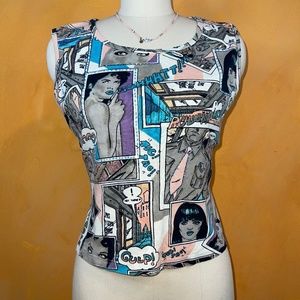 multi-color comic book print top (size M/L)